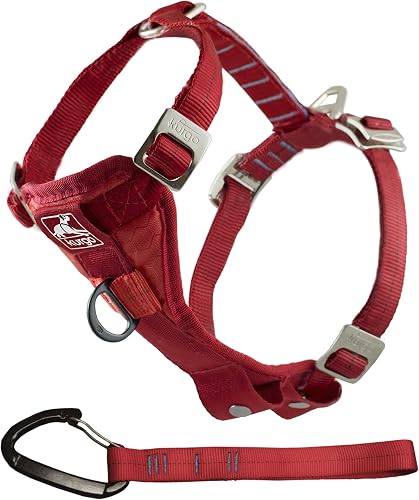 Kurgo Tru-Fit Arnés para Perro, Arnés de Paseo para Perros, Anillo en D para Entrenamiento sin Tirones, Incluye Mosquetón de Seguridad - Rojo, S
