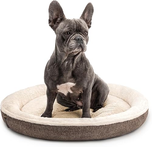 lionto Cama Redonda Tipo dónut para Perros y Gatos, Ø 65 cm, Marrón
