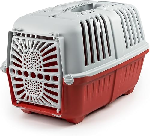 lionto Transportín para Perros y Gatos, 15 kg, 48 x 31,5 x 33 cm, Rojo